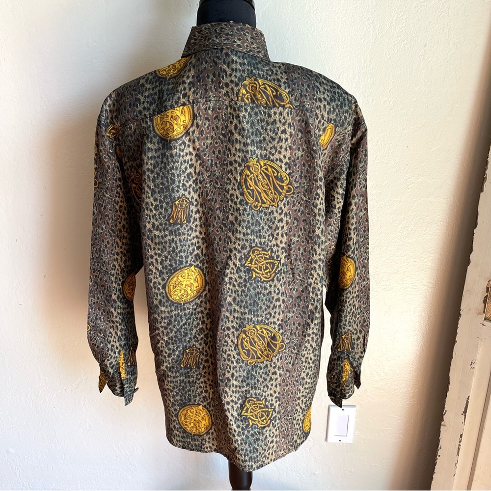 Sunny Leigh Vintage Baroque Animal Print 100% Silk Button  Blouse Sz Med - Picture 2 of 10